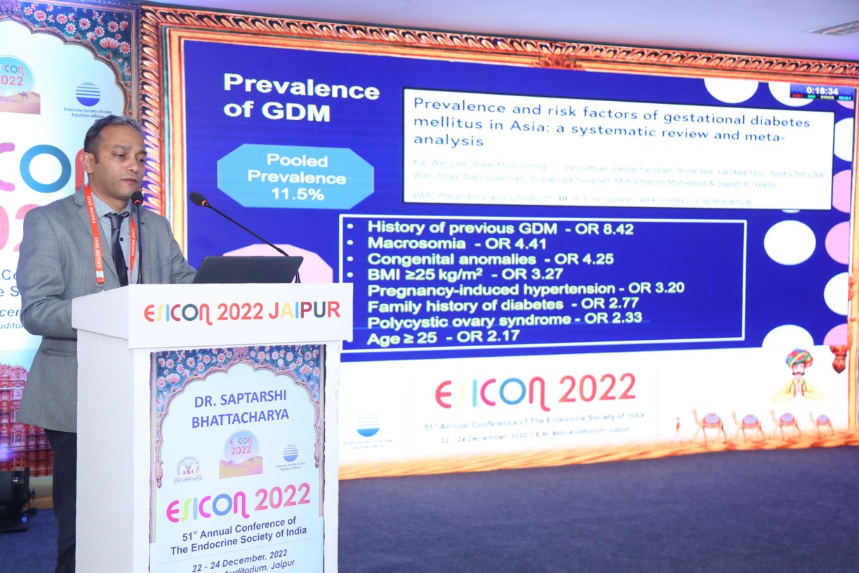 Speaking on “Diagnosis and management of gestational diabetes mellitus (GDM), at ESICON, the 51st Annual Conference of Endocrine Society of India, Jaipur, 23 Dec, 2022